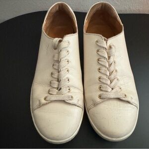 Sezane Off-White Leather Low-Top Sneakers